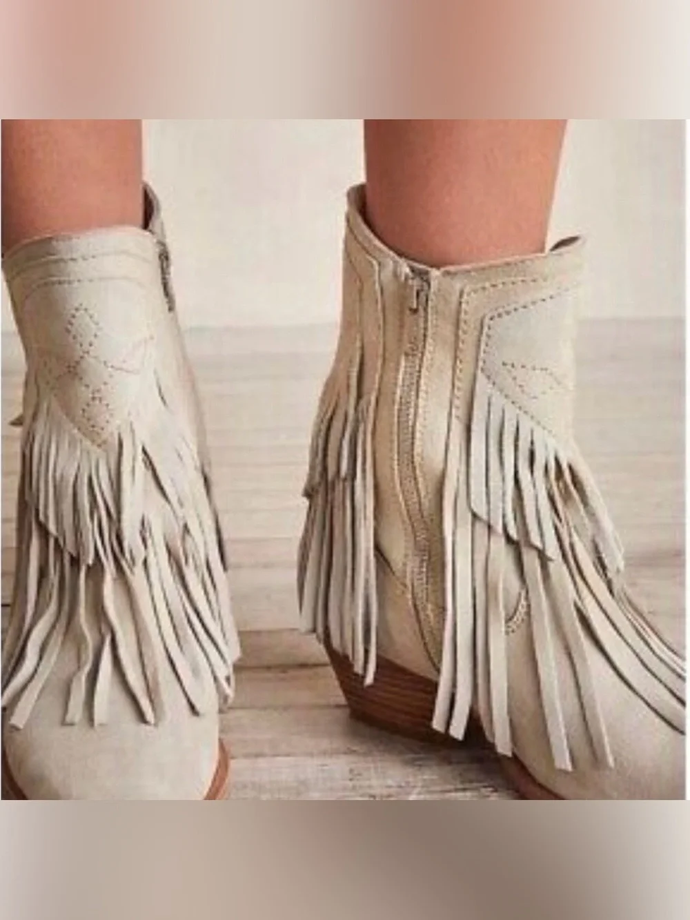 Free People Lawless Fringe olive green suede boots